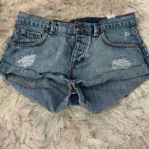 Ripped jean shorts